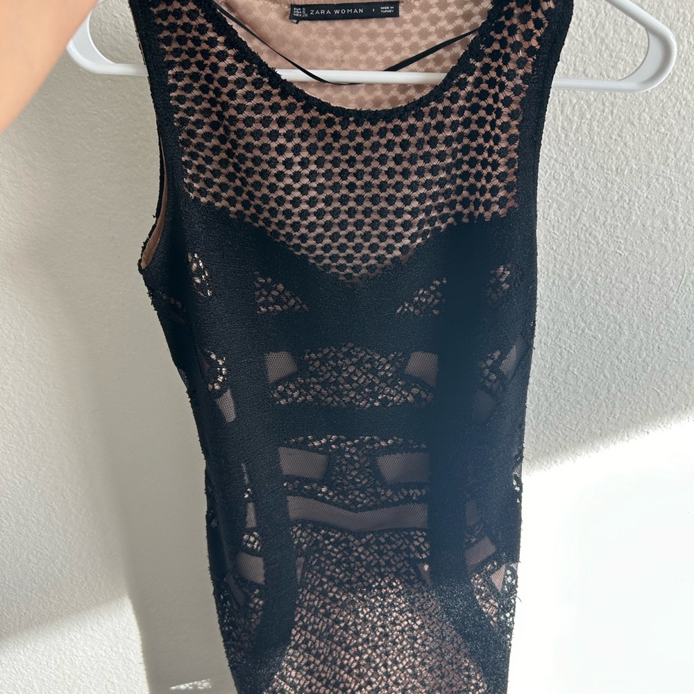 Like NEW Zara Woman Black Mesh Dress S 4
